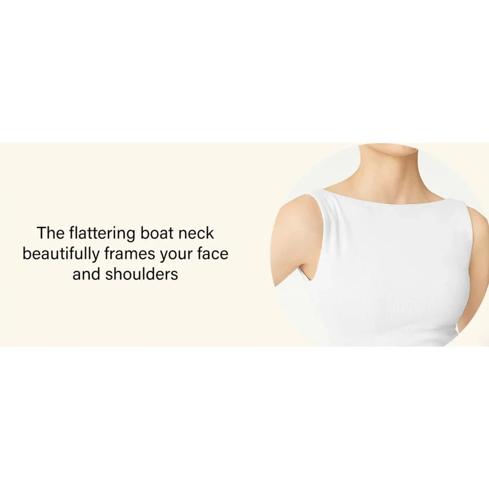 OGL Top Size M NEW Boat Neck Ruched Elastic Open Back Brami Tank Ivory Cream - Picture 9 of 15